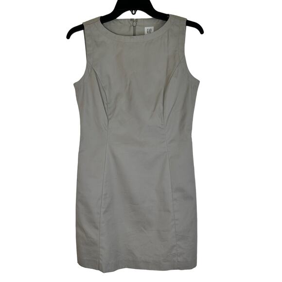 Gap Khaki Sheath Sleeveless Back Zip Solid Minimalist Dress‎ Size 2 - Picture 1 of 8